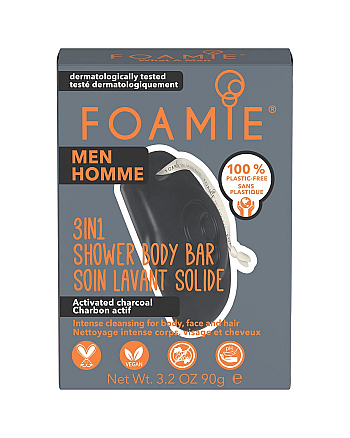 Foamie Men Charcoal - Очищающее средство для тела и волос с углем 90 г - hairs-russia.ru